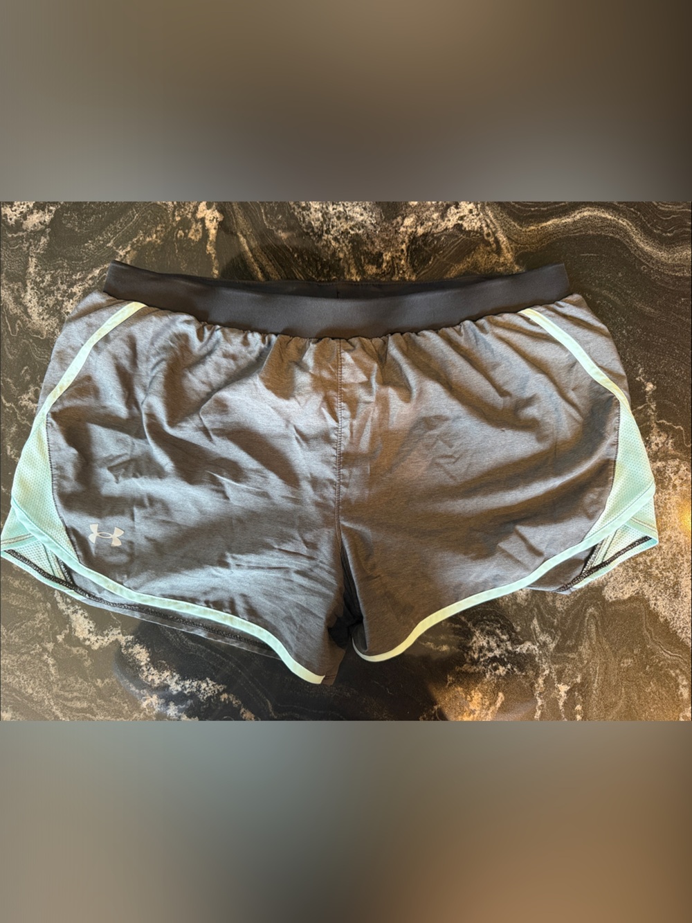 Under Armour Girls' Gray Shorts with Mint Trim